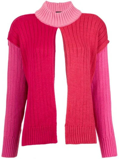 Shop À La Garçonne Front Slit Tricot Top In Pink