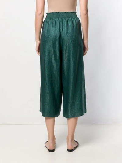 Shop Forte Forte Cropped Wide Leg Trousers In Green