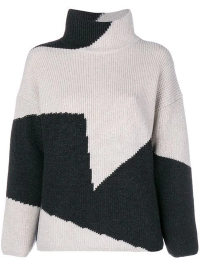 Shop Lorena Antoniazzi Two-tone Knit Jumper In Neutrals