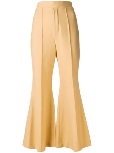 Shop Chloé Cropped Flared Tailored Trousers In Brown