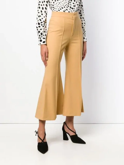Shop Chloé Cropped Flared Tailored Trousers In Brown