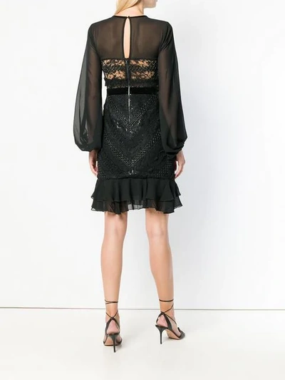 Shop Three Floor Diamond Sheer Panel Dress In Black