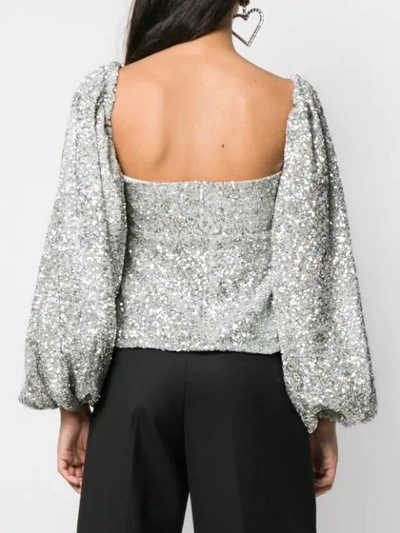 Shop Attico Sequin Embroidered Blouse - Silver