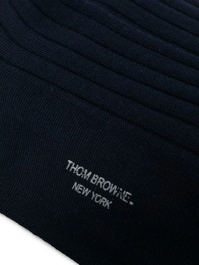 Shop Thom Browne Ribbed Socks In Blue