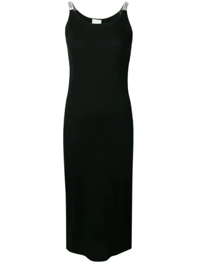 Shop Aries Fitted Midi Dress In Black