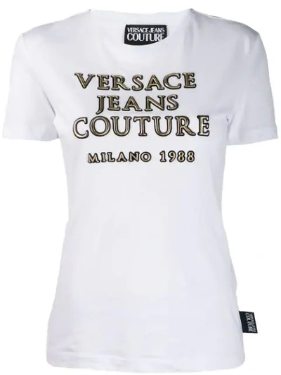 Shop Versace Jeans Couture Logo Appliqué T-shirt In White