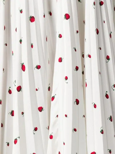 Shop Chinti & Parker Strawberry Print Pleated Skirt In White