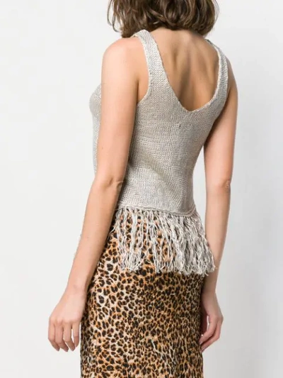 Shop Forte Forte Fringed Knit Tank Top In Neutrals