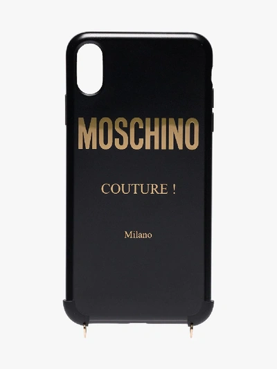 Shop Moschino Black Chain Strap Logo Iphone X Case