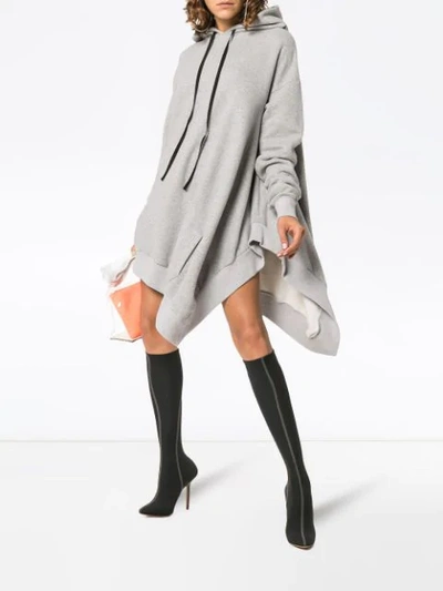 Shop Ben Taverniti Unravel Project Asymmetric Cotton Hoodie Dress In Grey