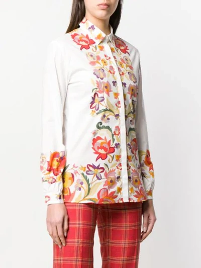 Shop Etro Floral Print Shirt In White