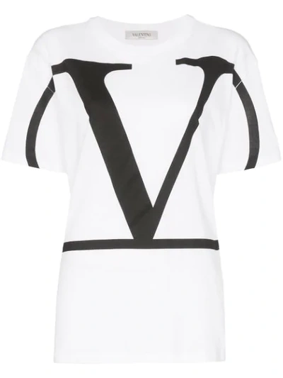 Shop Valentino Vlogo Print T-shirt In White