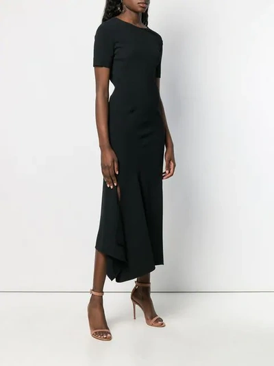 Shop Victoria Beckham Asymmetric Short Sleeve Dress In Black