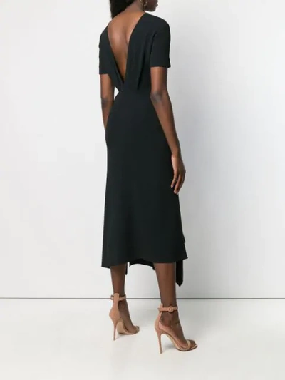 Shop Victoria Beckham Asymmetric Short Sleeve Dress In Black