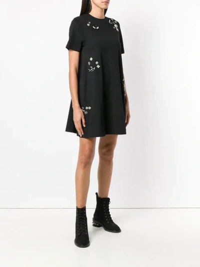 Shop Mcq By Alexander Mcqueen Diamante Deco Swallow Dress In Black