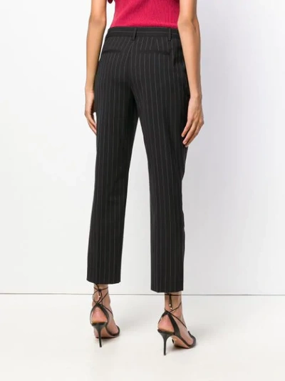 Shop Pinko Striped Print Trousers In Black