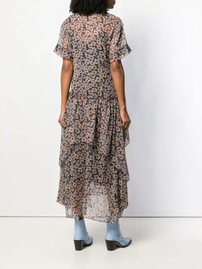 Shop Coach Floral Print Midi Dress In Neutrals
