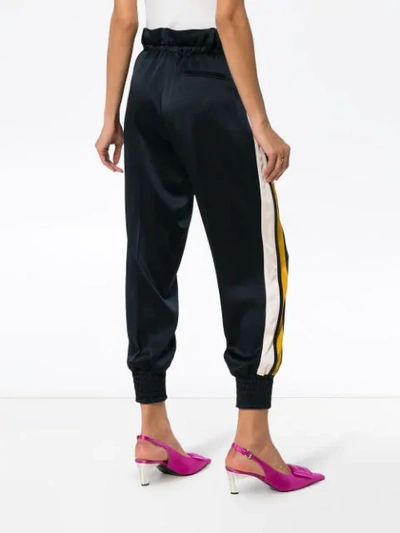 Shop Peter Pilotto High Waist Striped Cady Satin Trousers In Navy