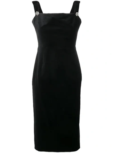 Shop Alexa Chung Falling Strip Dress In Black