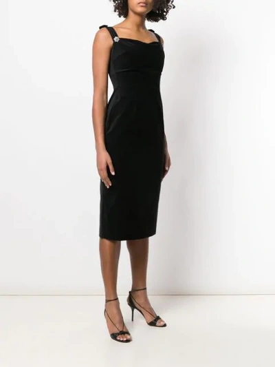 Shop Alexa Chung Falling Strip Dress In Black