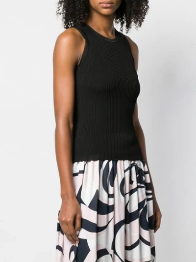 Shop Emilio Pucci Ribbed Tank Top In Black