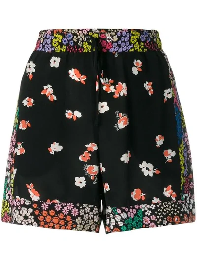 Shop Pinko Drawstring Floral Shorts In Black