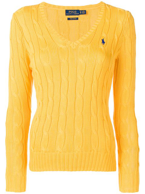 ralph lauren yellow cable knit sweater