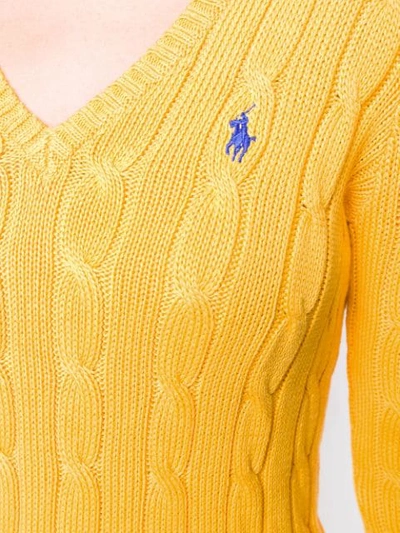 Shop Polo Ralph Lauren Cable Knit Jumper - Yellow