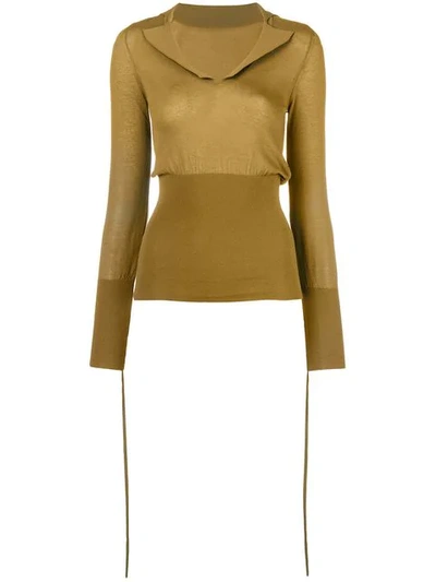 Shop Jacquemus Plunge Neck Knitted Top In Green