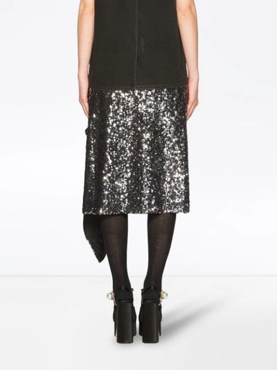 Shop Miu Miu Draped Sequined Skirt In Silver