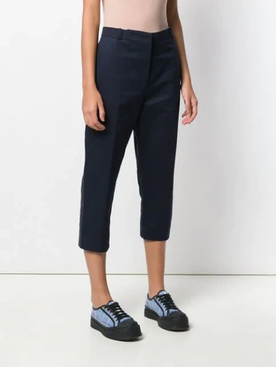 Shop Marni Cropped Trousers In Blue