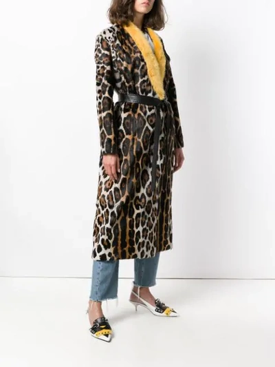 Shop Liska Leopard Patterned Coat In Brown