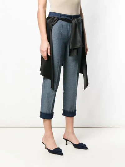 Shop Hellessy Cropped Wrap-around Shirt Jeans In Blue