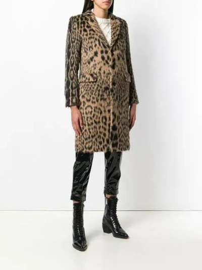 leopard jacquard single-breasted coat