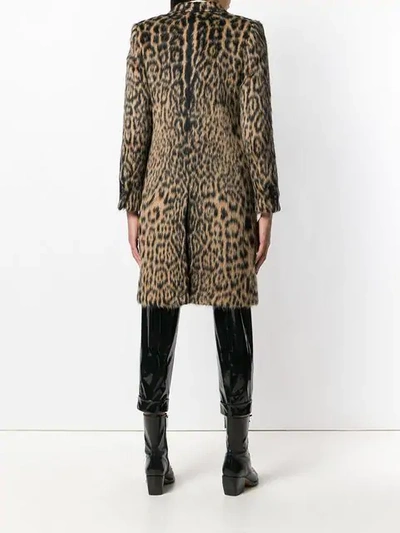 Shop Saint Laurent Leopard Jacquard Single-breasted Coat In Neutrals