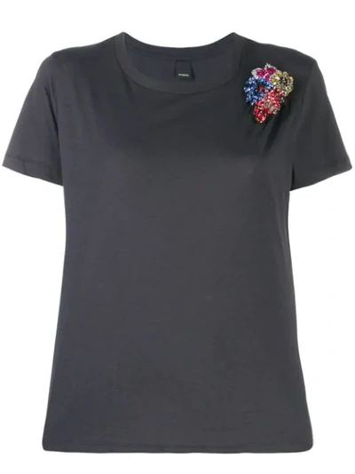 Shop Pinko T-shirt Mit Blumenapplikation - Schwarz In Black
