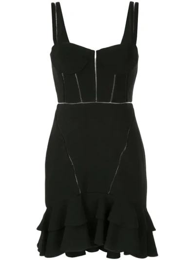 Shop Jonathan Simkhai Crepe Combo Mini Ruffle Dress In Black