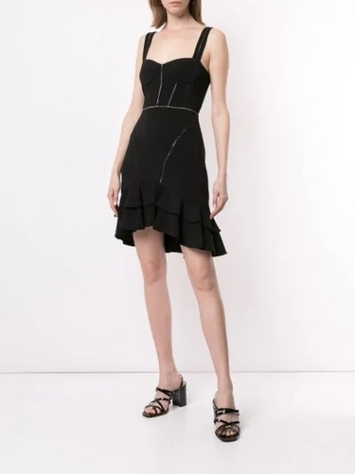 Shop Jonathan Simkhai Crepe Combo Mini Ruffle Dress In Black