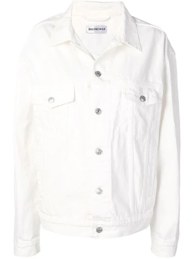 Shop Balenciaga Oversized Denim Jacket In White