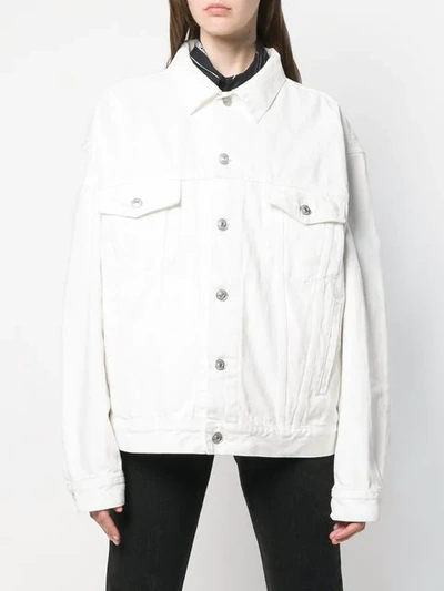 Shop Balenciaga Oversized Denim Jacket In White