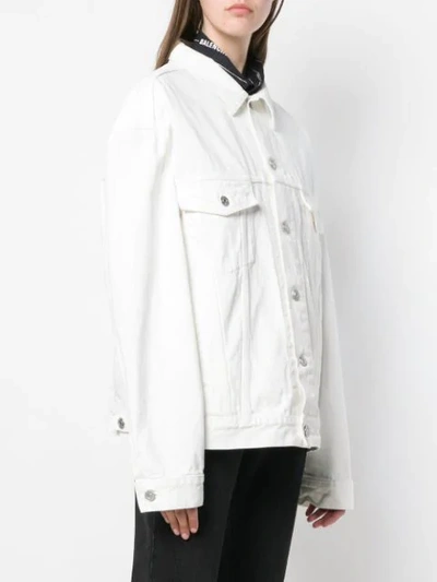 Shop Balenciaga Oversized Denim Jacket In White