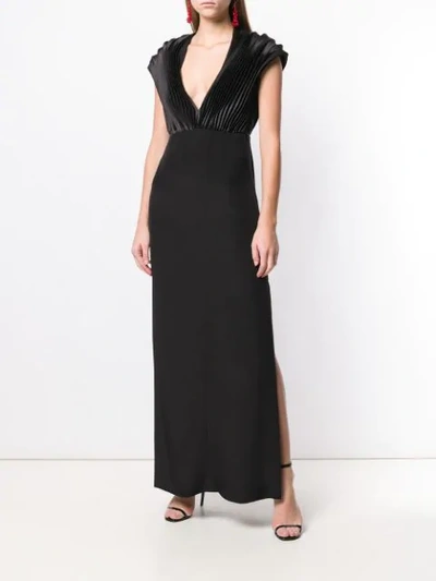 Shop Lanvin Plissé Gown In 10 Black