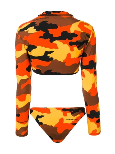 Shop Off-white Camouflage Print Long-sleeved Bikini In Orange