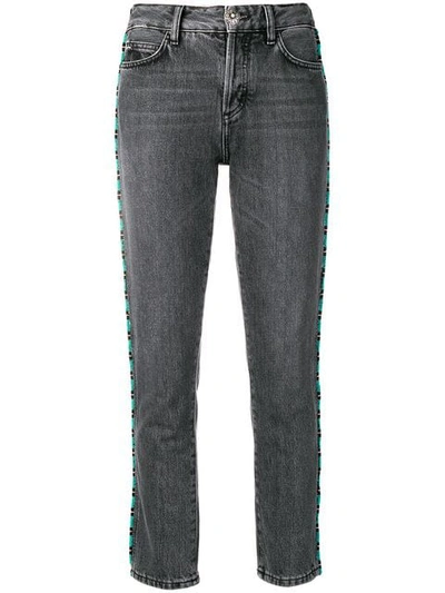 Shop Alanui Bead-embellished Skinny Jeans In Grey