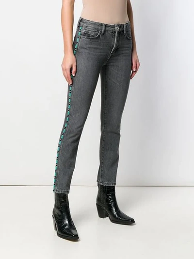 Shop Alanui Bead-embellished Skinny Jeans In Grey