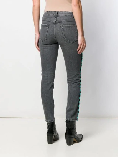 Shop Alanui Bead-embellished Skinny Jeans In Grey