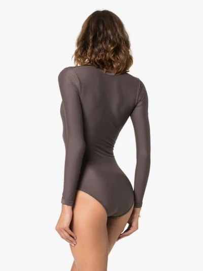 Shop Matteau Maillot Long-sleeve Swimsuit In Brown