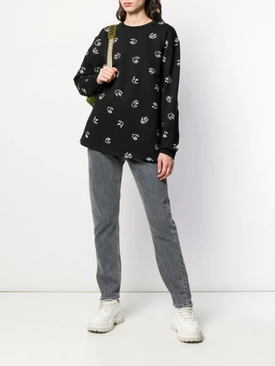 Shop Mcq By Alexander Mcqueen Bird Print Sweater In Black