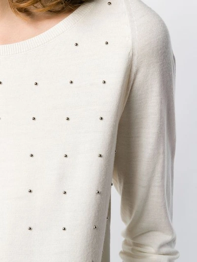 Shop Akris Punto Bead Embellished Knitted Top In White