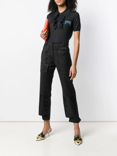 Shop Prada Short-sleeved Knit Polo Top - Blue